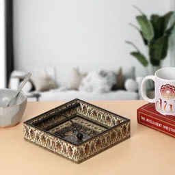 duli Handmade Decorative Tissue Holder For Table 19x19cm | Paper Napkin Holders for Dining table | Napkins Stand | Fancy Tissue Paper Holder for Office or Car (Jamawaar) Vehicle Tissue Dispenser image 2