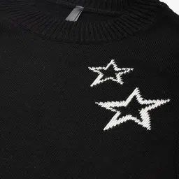 sztori Women Self Design Round Neck Black Sweater image 2