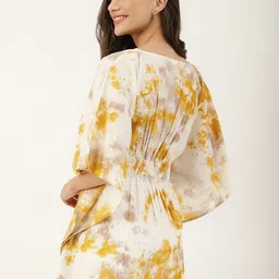 DECKEDUP Tie and Dye Printed Kaftan Cotton Cinched Waist Longline Top image 5