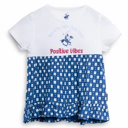 Beverly Hills Polo Club Girls Blue & White Printed Cotton A-Line Dress-picture-41