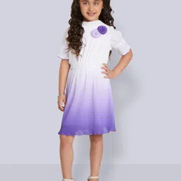 Peppermint Girls Striped Bell Sleeves Applique Pleated Fit & Flare Dress With Belt-image-45