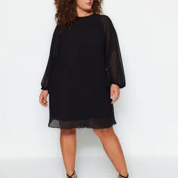 Trendyol Round Neck Puff Sleeves A-Line Dress-image-57