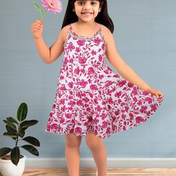 Toonyport Girls Floral Printed Tiered Cotton A-Line Dress-picture-28