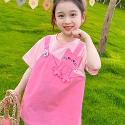 StyleCast x Revolte Girls Pink & Black Round Neck Pinafore Dress-picture-7