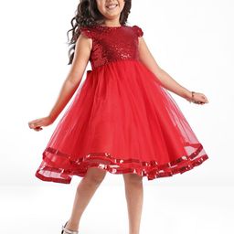 Mark & Mia Girls Embellished Flutter Sleeves Fit and Flare Dress-image-44