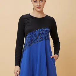 Being Human Round Neck Colourblocked A-Line Dress-image-75