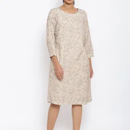 W Women Brown Floral Printed A-Line Dress-picture-38