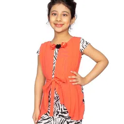 Peppermint Girls Animal Printed Round Neck Pleated Sheath Dress-picture-13