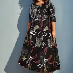 Amydus Plus Size Floral Print A-Line Dress-picture-22