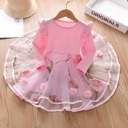 StyleCast Girls Pink Floral Printed Pure Cotton Fit & Flare Dress-picture-36