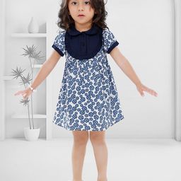Nino Bambino Floral Printed Shirt Collar Organic Cotton A-Line Dress-picture-21