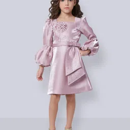 Peppermint Girls Puff Sleeves Gathered A-Line Dress-picture-16