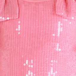 KidsDew Girls Peach-Coloured Net A-Line Dress image 5