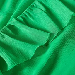 MANGO Women Green Ruffle A-Line Dress image 3