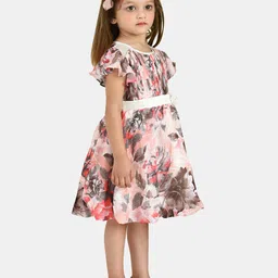 Peppermint Peach-Coloured Floral Chiffon A-Line Dress image 3