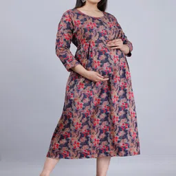 Vastralay Floral Printed Maternity A-Line Dress image 4