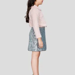 Peppermint Girls Embellished Peter Pan Collar Long Sleeves Sequinned Sheath Dress image 4