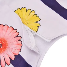 Wish Karo Girls White & Pink Floral Satin A-Line Dress image 4