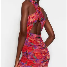 Trendyol Floral Print Ruched Bodycon Dress image 4