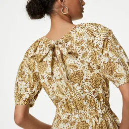 Marks & Spencer Floral Print Puff Sleeve A-Line Dress image 3