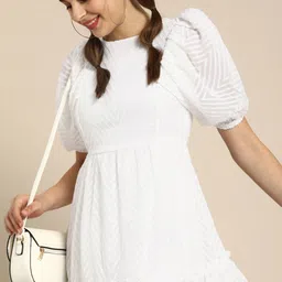 BAESD Self Design Puff Sleeves A-Line Dress image 5