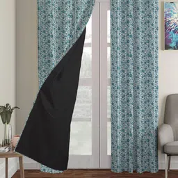 HOUZZCODE Blue Floral Black Out Window Curtain-picture-38