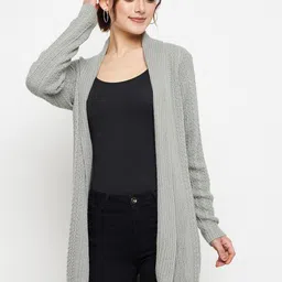 CREATIVE LINE Self Design Knitted Longline Woolen Shrug-picture-22