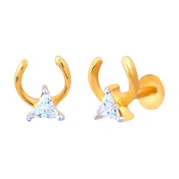 BHIMA 22K BIS Hallmark (916) Yellow Gold Triangle Stone designer Nose Pin-picture-36