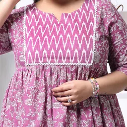 Little More By Stylum Plus Size Floral Printed Pure Cotton Empire Longline Top image 2