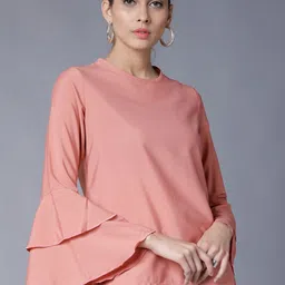Tokyo Talkies Women Pink Solid A-Line Top-image-39