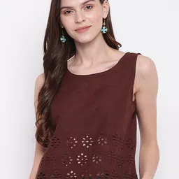 Mayra Coffee Brown Self Design Top-picture-23