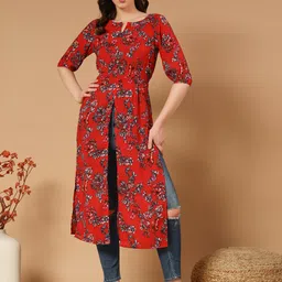 Trend Arrest Floral Print Crepe Maxi Longline Top-image-24