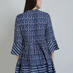 MALANDRO Floral Printed Mandarin Collar A-Line Kurti image 4