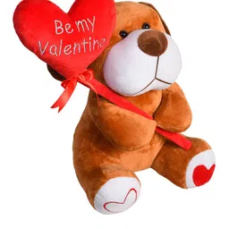 Ultra Kids Brown & Red Stuffed Sitting Dog Holding Red Heart Be Mine Valentine Soft Toy image 4