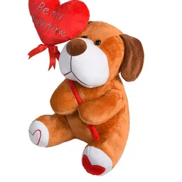 Ultra Kids Brown & Red Stuffed Sitting Dog Holding Red Heart Be Mine Valentine Soft Toy image 3