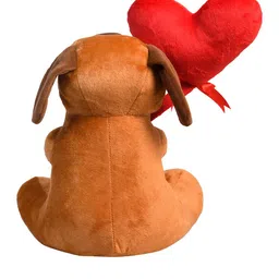 Ultra Kids Brown & Red Stuffed Sitting Dog Holding Red Heart Be Mine Valentine Soft Toy image 2