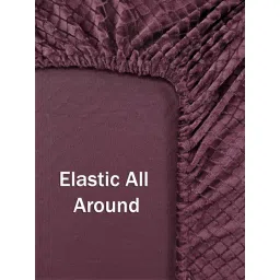 FABINALIV Wine Solid King Size Fitted Double Bedsheet with 2 Pillow Covers image 4