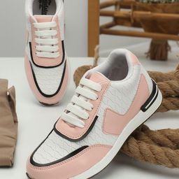 The Roadster Lifestyle Co. Women White & Peach Coloured Colourblocked Sneakers-picture-12