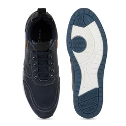 EZOK Men Blue Textured Leather Sneakers image 3