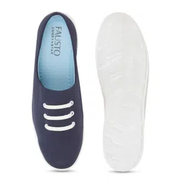 FAUSTO Men Navy Blue Solid Lightweight Slip-On Sneakers image 5