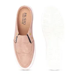 FAUSTO Men Beige Printed PU Slip-On Lightweight Sneakers image 5