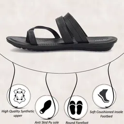 paragon Men PUK2224G Men's Slip-on Black Sandals for Men | Comfortable Sole(Black ,6) Sandal image 3