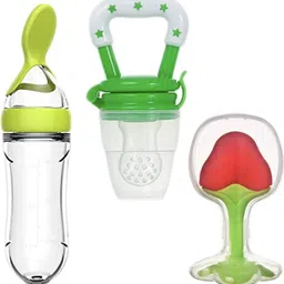 jaydison Combo of Food Feeder & Baby Fruit Nibbler & Silicone Teether for 3 -24 M Baby - silicone-picture-11