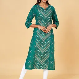 RANGMANCH BY PANTALOONS Ethnic Motifs Printed Panelled Straight Kurta image 1