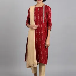 W Women Beige & Gold-Toned Sequined Dupatta-picture-33