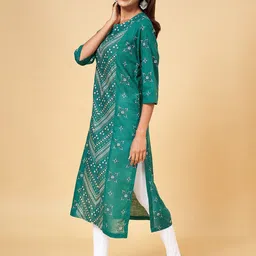 RANGMANCH BY PANTALOONS Ethnic Motifs Printed Panelled Straight Kurta image 3