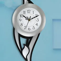 Attractionz Silver-Toned Round Shaped Contemporary Wall Clock-picture-33