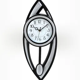 Attractionz Silver-Toned Round Pendulum Analogue Wall Clock image 5