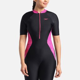 Speedo Colourblocked Mock Collar Medium Coverage Kneesuit Swimwear-picture-27