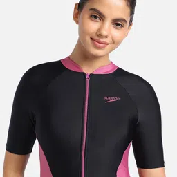 Speedo Colourblocked Mock Collar Medium Coverage Kneesuit Swimwear image 2